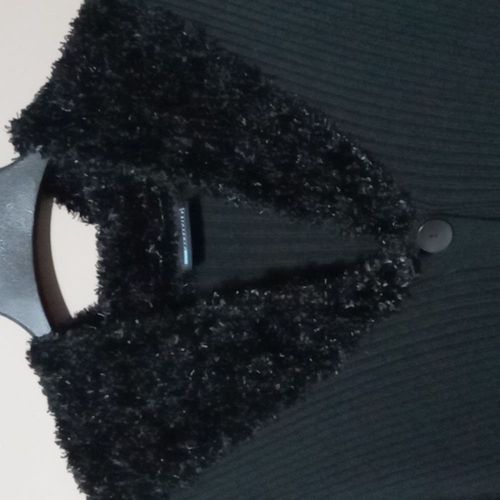 Relativity Long Black Knit Full Button Sweater W … - image 3